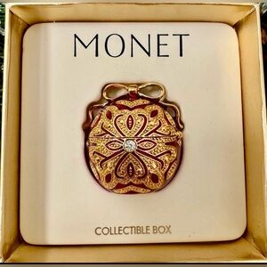 MONET "RED HOLIDAY ORNAMENT" Collectible Enamel Keepsake Trinket Box   (2003)